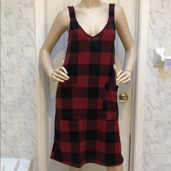 Last 1! RED & BLACK MIDI PLAID DRESS - Picture 4 of 8